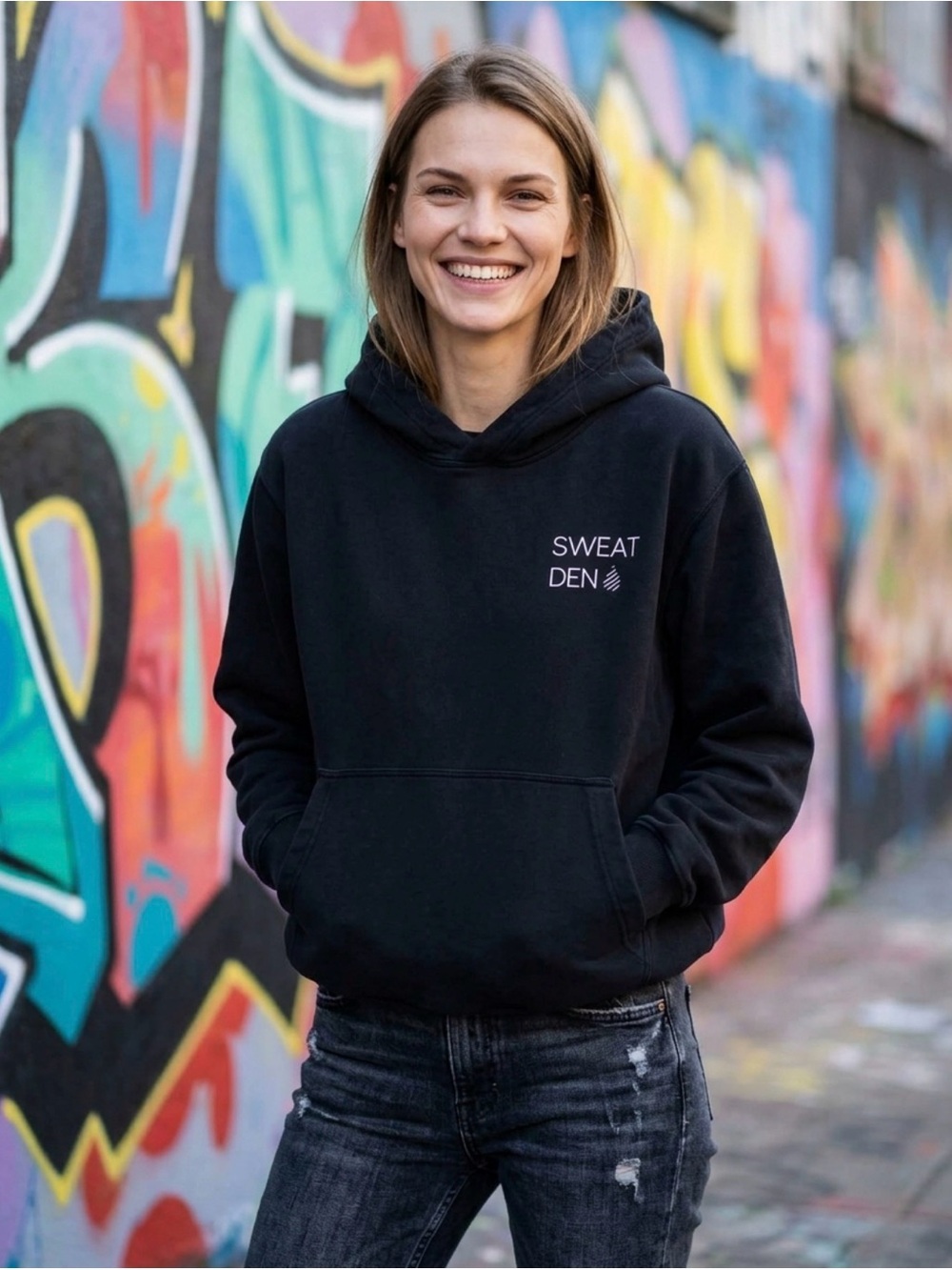 lululemon athletica Black Pullover Hoodie with Small Chest Logo